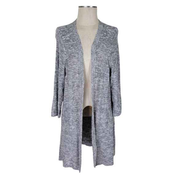 Torrid Pointelle Cardigan Size 3 3X Open Front 3/4 Sleeve Gray Cotton Linen - Picture 1 of 15